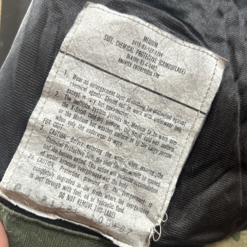 VINTAGE US Army Jacket Mens Medium M Woodland Camo Chemical Protective Lined 80s - Picture 10 of 10